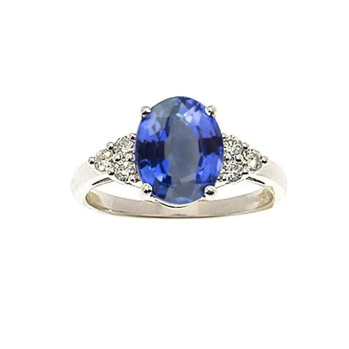 Bague diamant saphir Sri Lanka ovale de 5.30 ct en or blanc 14K - HarryChadEnt.FR