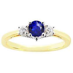 Bague diamant saphir rond bicolore trois pierres 2.50 carats