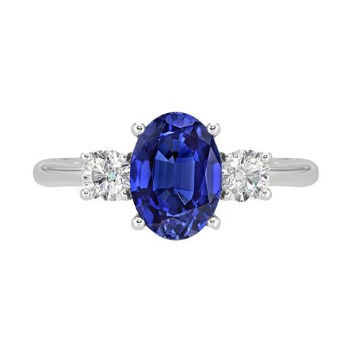 Bague diamant trois pierres 4.75 carats ovale saphir sri lankais bijoux - HarryChadEnt.FR