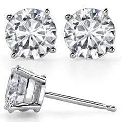 Bague d'oreille diamant taille ronde 2 carats or blanc femme bijoux - HarryChadEnt.FR
