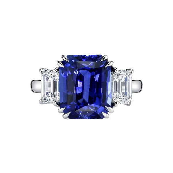 Bague Radiant Trois Pierres Saphir Bleu 3.50 Carats Bijoux Femme - HarryChadEnt.FR