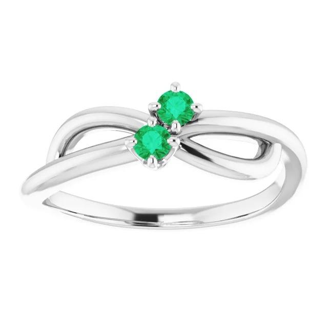 Bague émeraude colombienne 0.30 carats Infinity Twist U Prong Bijoux - HarryChadEnt.FR