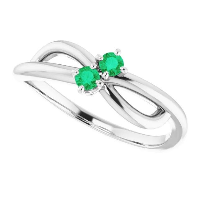 Bague émeraude colombienne 0.30 carats Infinity Twist U Prong Bijoux - HarryChadEnt.FR