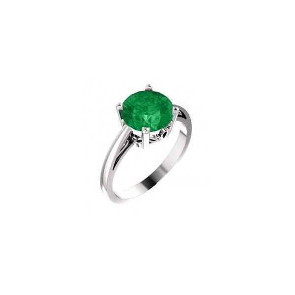 Bague émeraude verte ronde 12 carats en or blanc 14 carats - HarryChadEnt.FR