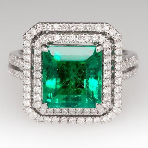 Bague émeraude verte taille princesse 10 ct avec diamant - HarryChadEnt.FR