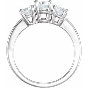 0.50 Carats Bague Diamant Véritable Trois Pierres Or Blanc 14K - HarryChadEnt.FR