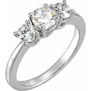 0.50 Carats Bague Diamant Véritable Trois Pierres Or Blanc 14K - HarryChadEnt.FR