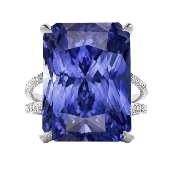 Bague en diamant Big Sapphire Gemstone Jewelry 7.50 Carats Split Shank - HarryChadEnt.FR