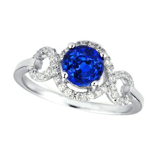 Bague en diamant taille ronde avec saphir de Ceylan de 1.35 ct - HarryChadEnt.FR