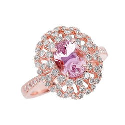 Bague en diamant Kunzite taille ovale rose Lady Bijoux en or rose 14 Ct