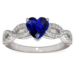 Bague en diamant avec saphir bleu et pierre précieuse de 3 carats. style infini