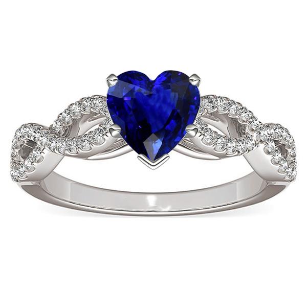 Bague en diamant avec saphir bleu et pierre précieuse de 3 carats. style infini - HarryChadEnt.FR