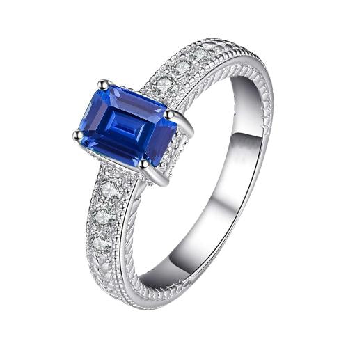 Bague en diamant de style antique sertie de panier saphir bleu 1.75 carats - HarryChadEnt.FR