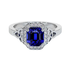 Bague en diamant et saphir du Sri Lanka émeraude de style vintage 6 carats neuf