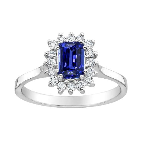 Bague en diamant halo 2 carats avec saphir de Ceylan rayonnant style étoile - HarryChadEnt.FR