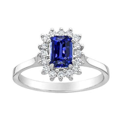 Bague en diamant halo 2 carats avec saphir de Ceylan émeraude style étoile