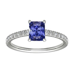 Bague en diamant pour femme avec bijoux en pierres précieuses saphir bleu rayonnant 3 carats