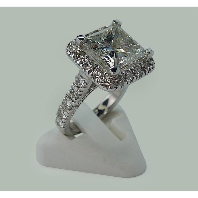 Bague en diamant princesse énorme de 9 carats avec des accents en or blanc 14K - HarryChadEnt.FR
