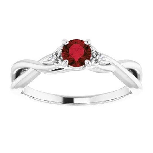 Bague en diamant rubis à tige torsadée 1.50 carats en or blanc 14K - HarryChadEnt.FR