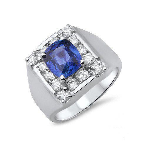 Bague en diamant saphir du Sri Lanka de 1.56 ct en or blanc 14 carats - HarryChadEnt.FR