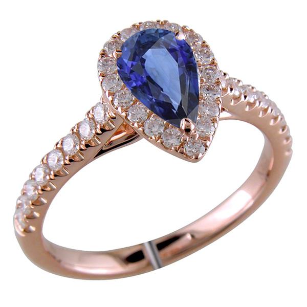 Bague en diamant sertie halo de pierres précieuses poire saphir de Ceylan 5.50 carats - HarryChadEnt.FR