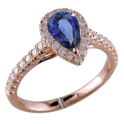 Bague en diamant sertie halo de pierres précieuses poire saphir de Ceylan 5.50 carats