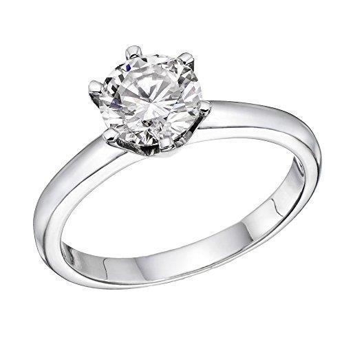 Bague en diamant solitaire rond 1 carat bijoux en or blanc - HarryChadEnt.FR