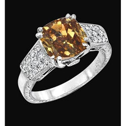 Bague en diamant taille coussin de 1.75 ct avec pierres précieuses en or blanc 14 carats