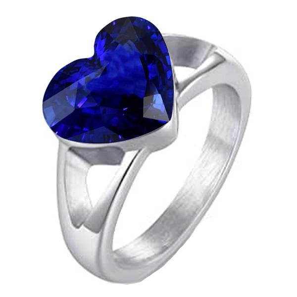 Bague en forme de coeur solitaire en or saphir du Sri Lanka tige fendue 3 carats - HarryChadEnt.FR