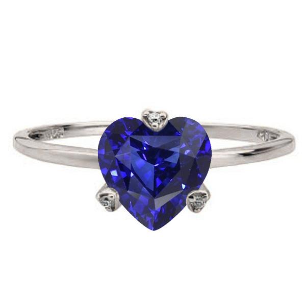 Bague en forme de coeur solitaire saphir Srilanka 2 carats bijoux dames - HarryChadEnt.FR