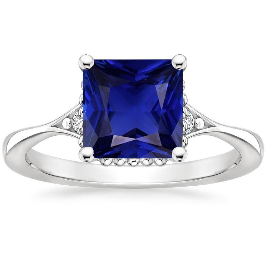 Bague en or 3 pierres diamant et saphir bleu tige fendue 5.25 carats - HarryChadEnt.FR