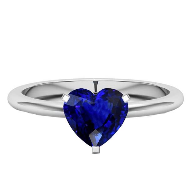 Bague en or Solitaire Coeur Sri Lanka Saphir serti de griffes 2 carats - HarryChadEnt.FR