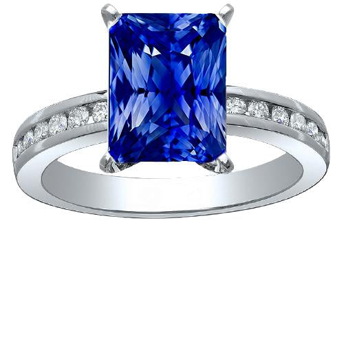 Bague en or anniversaire saphir bleu 4 carats serti de diamants - HarryChadEnt.FR