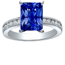Bague en or anniversaire saphir bleu 4 carats serti de diamants