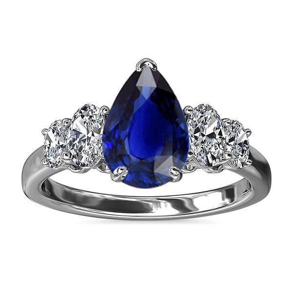 Bague en or avec 5 pierres précieuses, saphir sri-lankais et diamants 3,50 carats - HarryChadEnt.FR