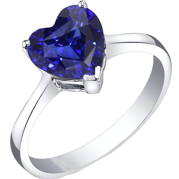 Bague en or avec cœur solitaire et saphir bleu profond sertie de griffes 2.50 carats - HarryChadEnt.FR
