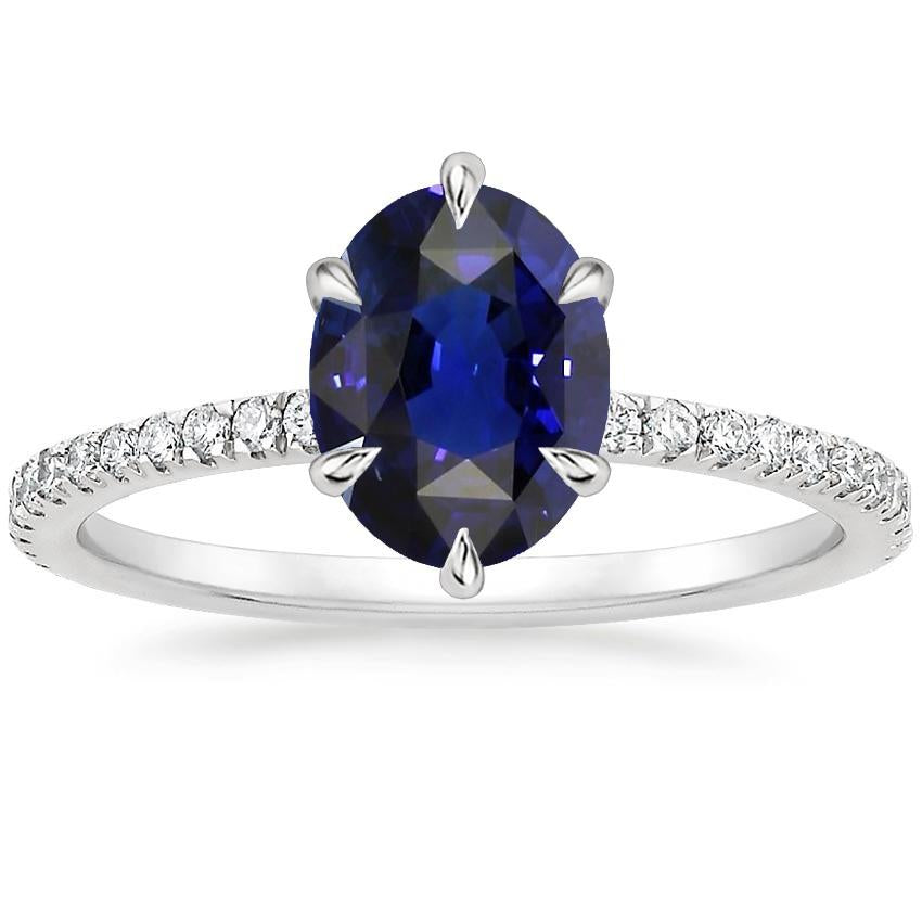 Bague en or avec diamants et saphir bleu profond avec des accents de 4.50 carats - HarryChadEnt.FR