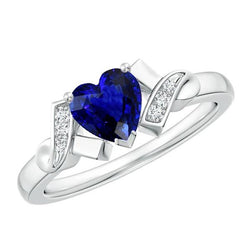 Bague en or avec pierres précieuses et saphir de Ceylan en forme de ruban 2 carats