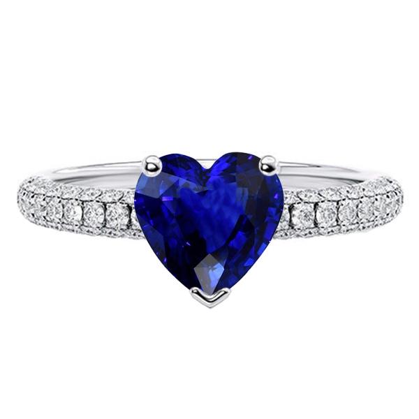 Bague en or avec saphir bleu et pierres précieuses 4 carats sertie de diamants à plusieurs rangées - HarryChadEnt.FR