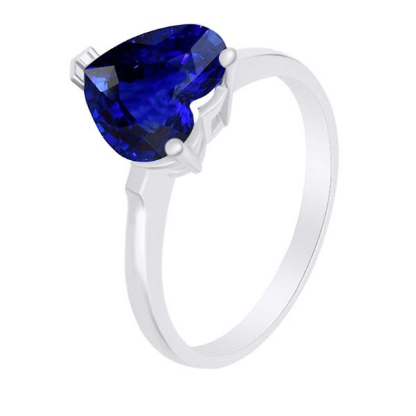 Bague en or avec saphir bleu solitaire sertie de griffes 2 carats bijoux pour femme - HarryChadEnt.FR