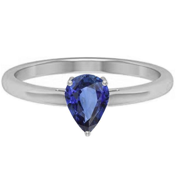 Bague en or avec saphir de Ceylan en forme de poire solitaire sertie de griffes 1.50 carats - HarryChadEnt.FR