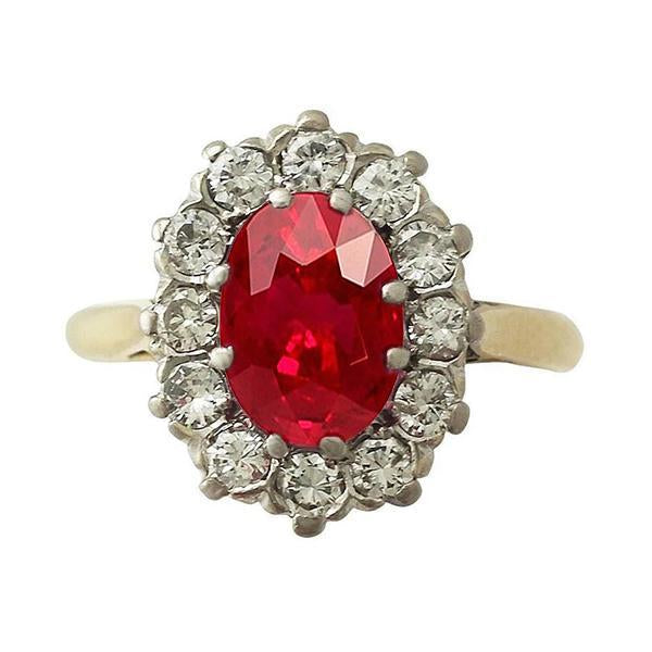 Bague en or bicolore 14K 4.75 ct avec rubis rouge et diamants Nouveau - HarryChadEnt.FR