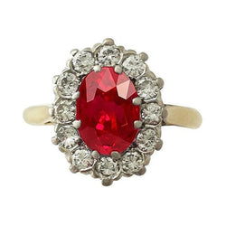 Bague en or bicolore 14K 4.75 ct avec rubis rouge et diamants Nouveau