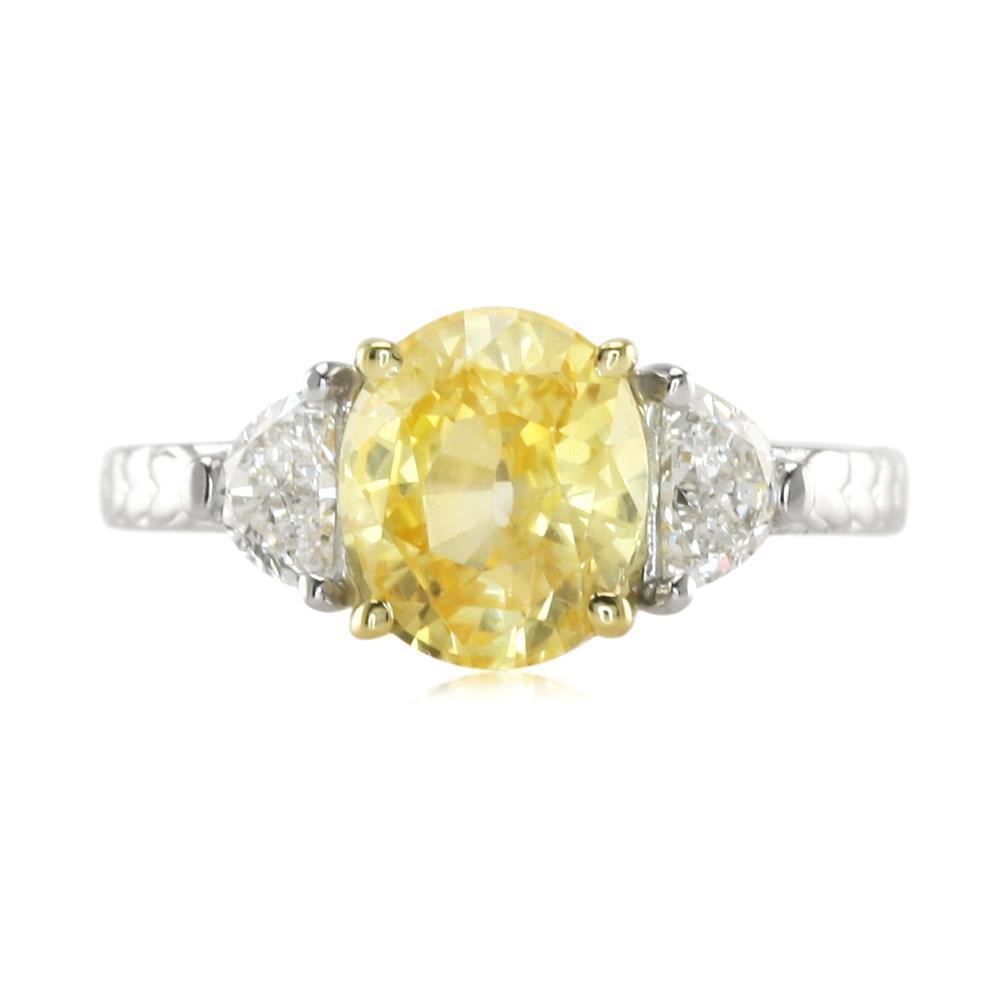 Bague en or blanc 14K avec saphir jaune ovale et mille milliards de diamants 4 ct - HarryChadEnt.FR