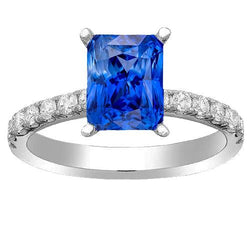 Bague en or diamant 3 carats sertie de griffes de ceylan saphir bijoux de pierres précieuses