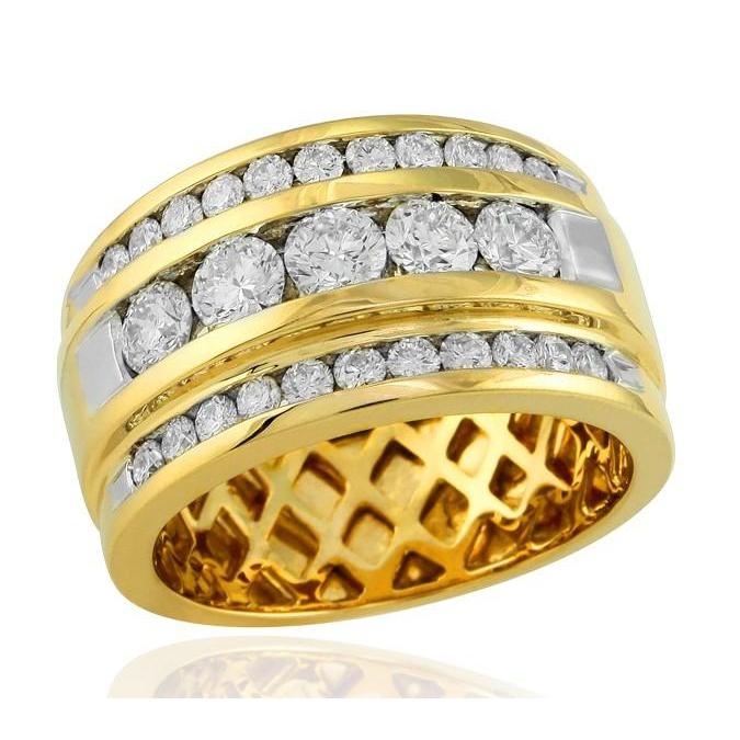 Bague en or jaune 14 carats 2 carats pour homme avec diamants neufs - HarryChadEnt.FR