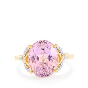 Bague en or jaune 14K sertie de 15.50 carats Kunzite avec diamants - HarryChadEnt.FR
