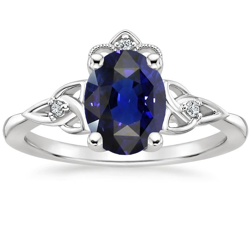 Bague en or pour femme avec petit diamant de style vintage. saphir bleu 2.50 carats - HarryChadEnt.FR