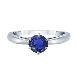Bague en or pour femme avec saphir bleu solitaire 1.50 carats tige pincée