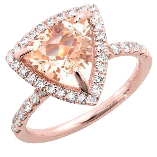 Bague en or rose 14 carats 16.75 ct en morganite et diamants ronds - HarryChadEnt.FR
